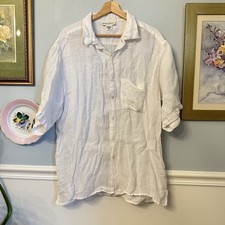 Vintage Banana Republic Men's White Button Up Shirt Size XL Linen Mesh Resort