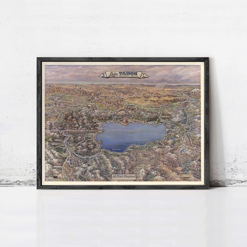Old map lake - old, of