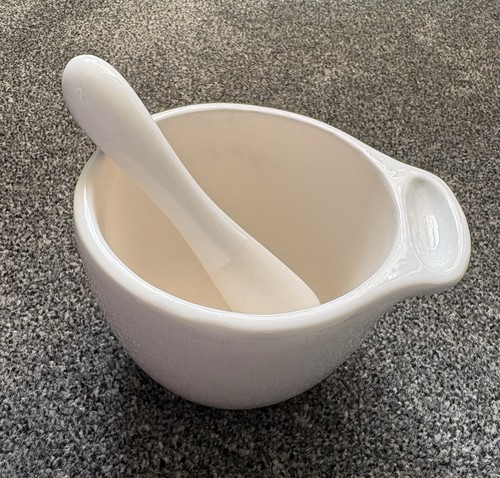 White porcelain mortar and - white,
