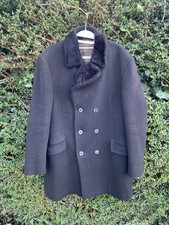 Alexander HUSKY Car Coat Brown Mens Size XXL Faux Fur Collar Mod Rockabilly