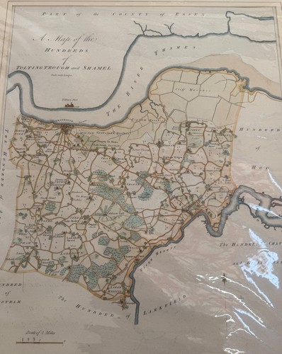 Antique map section thames - map,