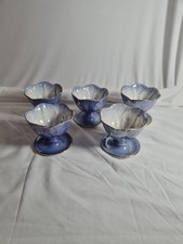 Set of 5 Harlequin Maling lustre ware blue tulip shaped Sundae Dishes