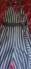 A very Long Dungarees Blue and White stripes size 12/14