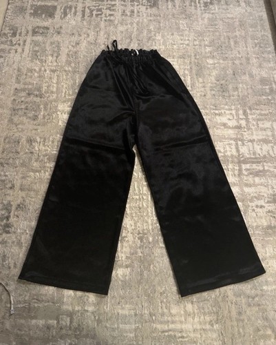 Zara black satin wide leg