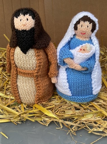 Hand knitted mary and joseph - mary,