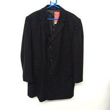 KARL JACKSON MEN'S OVERCOAT WOOL AND CASHMERE BLACK SIZE XL 44"
