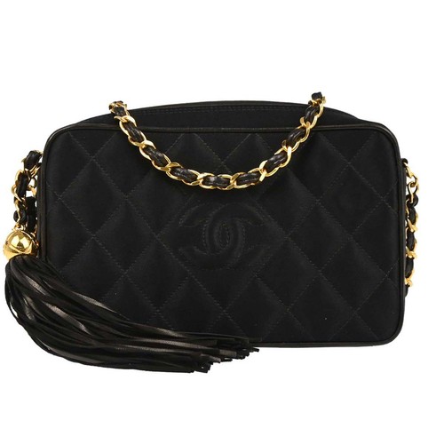 Chanel black satin camera - black,