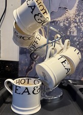 Emma Bridgewater Black Toast & Marmalade 1/4 Pint Baby Mugs x 7 with stand RARE