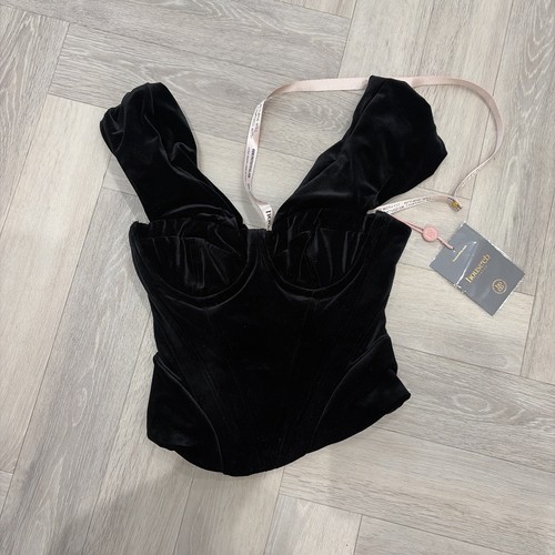 Velvet black boned fitted - black,