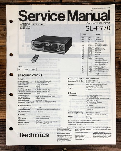 Technics p770 player - sl-p770, cd