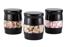 Set of 3 Tea Coffee Sugar Storage Tins Canisters set Airtight Round Jars Steel