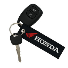 Honda Fabric Embroidery Keyring For Motorcycles and Keyfob - Black 13cmX3cm