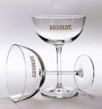 Set of 8 Absolut Vodka Martini Cocktail Glasses Tall Slender Stems Coupe Style