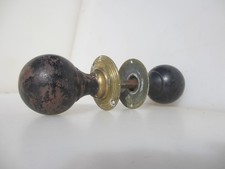 Vintage Wooden Door Knobs Handles Brass Plates Old Wood Victorian STYLE