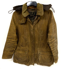 Barbour Wax jacket womens UK 14 Beige Tartan lining Beadnell jacket 632