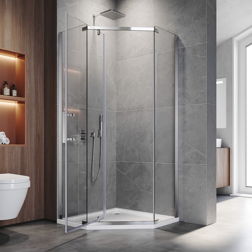 Frameless pentagonal shower - frameless,