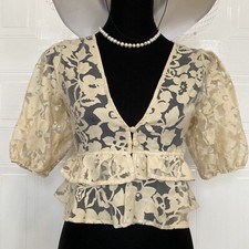 Zara Cream Lace Top Size S