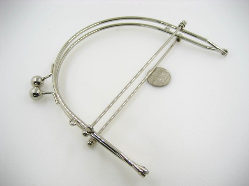 Silver purse frame with handle - silver,