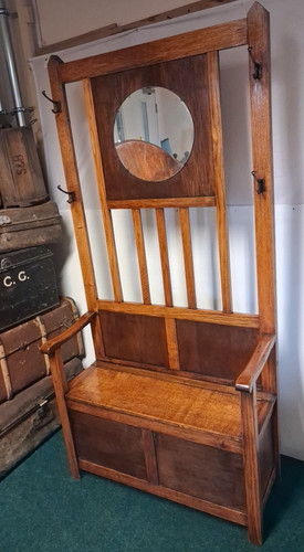 Antique oak hall stand with - hall,