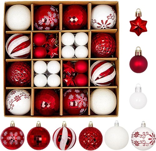 Xmas baubles 42pcs red - baubles,, and