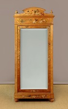 Antique Maple Wardrobe with Painted Decoration of Birds c.1890