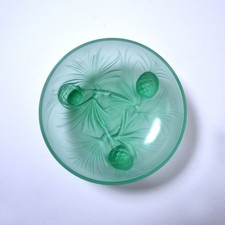Verlys aqua pinecone bowl signed Holophane Fenton