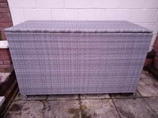 Grey Rattan Garden Cushion Storage Box Large