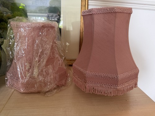 Pair pink lampshades x - pair, 8”