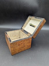 Antique Wooden Money Box with Brass Trim and Lock (No Key) 10.5 x 8.7 x 7.5cm