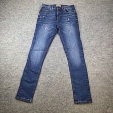 Next Skinny Strech Jeans 28 R Waist Blue Distressed Denim Women's Zip Fly B-489