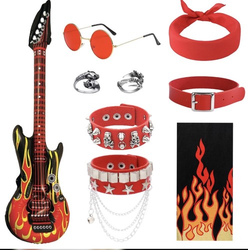 9pc rock star punk costume - 9pc,