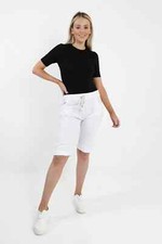 LADIES PLUS SIZE ITALIAN STRETCH SHORTS WOMEN'S PLAIN MAGIC COMFY TURN UP PANTS
