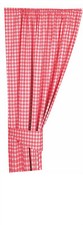 Pair of Gingham Check Kitchen Cotton Curtains Plus Tiebacks Butterfly Red Cream