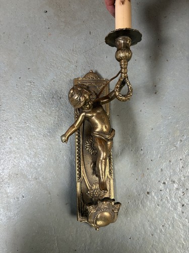 Vintage brass cherub wall - vintage,