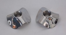 PAIR CANDLE HOLDERS, ROBERT WELCH STAINLESS STEEL DRIFT 18/10  MODERN SCULPTURAL