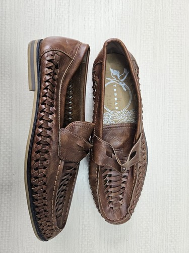 Topman woven leather loafers - topman,