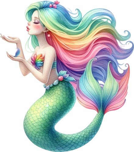 Colourful magical sea mermaid - colourful,