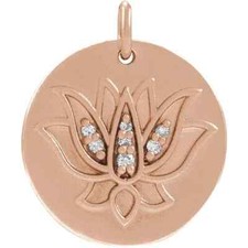 Diamond Lotus Pendant In 14K