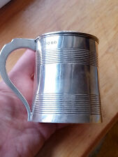 GEORGIAN Sterling SILVER Line Pattern TANKARD 3.5 in Large CHRISTENING MUG 1810
