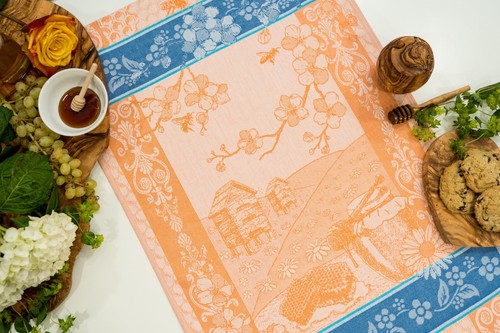 Honey bee jacquard - honey, kitchen