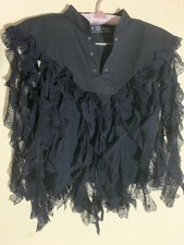 Dark Star Black Lace Strips Corset Neckline Stretch Vest Top Size M/L New Goth