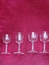antique etched spiral port/sherry glasses (4)job lot