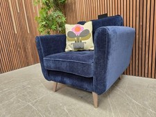 Designer Label Ivy Small Mid Century Modern Armchair In Derry Indigo RRP:£899