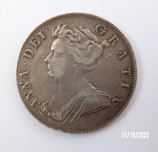 Queen Anne silver half-crown 1707 Roses and Plumes 