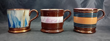 3 Small Antique Victorian Copper Lustreware Mugs