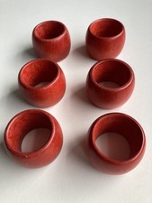 Six Vintage Red Wooden Napkin