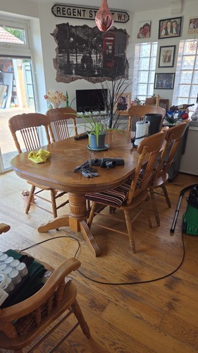 Large oak table with - large,
