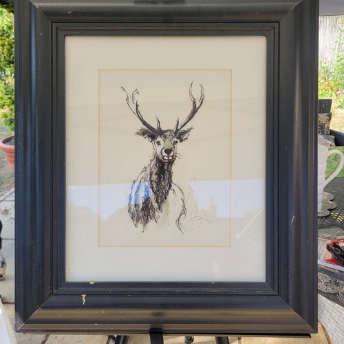 Framed picture a stag - ,