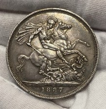 1887 Britain Victoria Silver Crown Jubilee Head High Grade Lovely Tone Lustrous