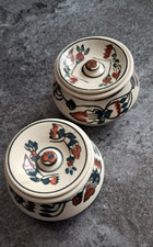 Vintage Hand Painted Floral Ceramic Spice Jars with Lids Pot Retro Kitchen Decor